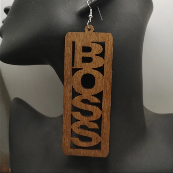 Jewelry - Brown Wooden BOSS  Earrings